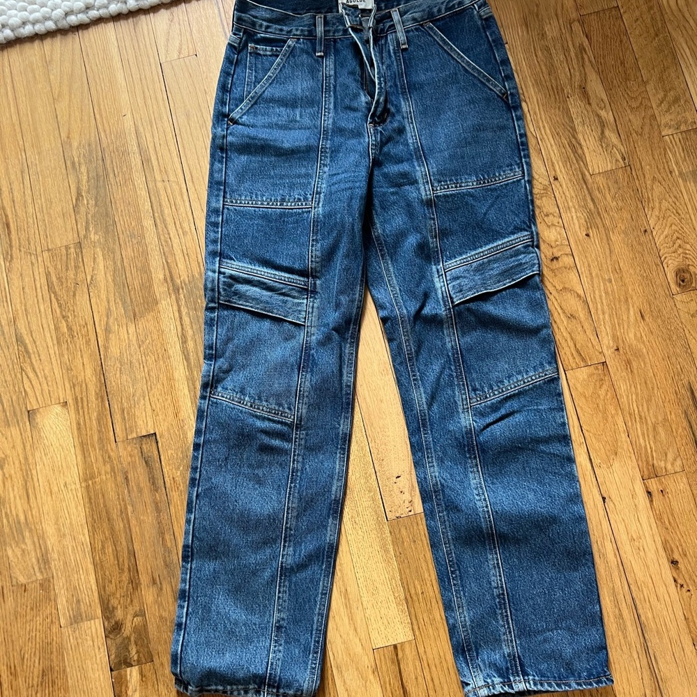 Agolde Blue High Rise Patchwork Jeans - image 4